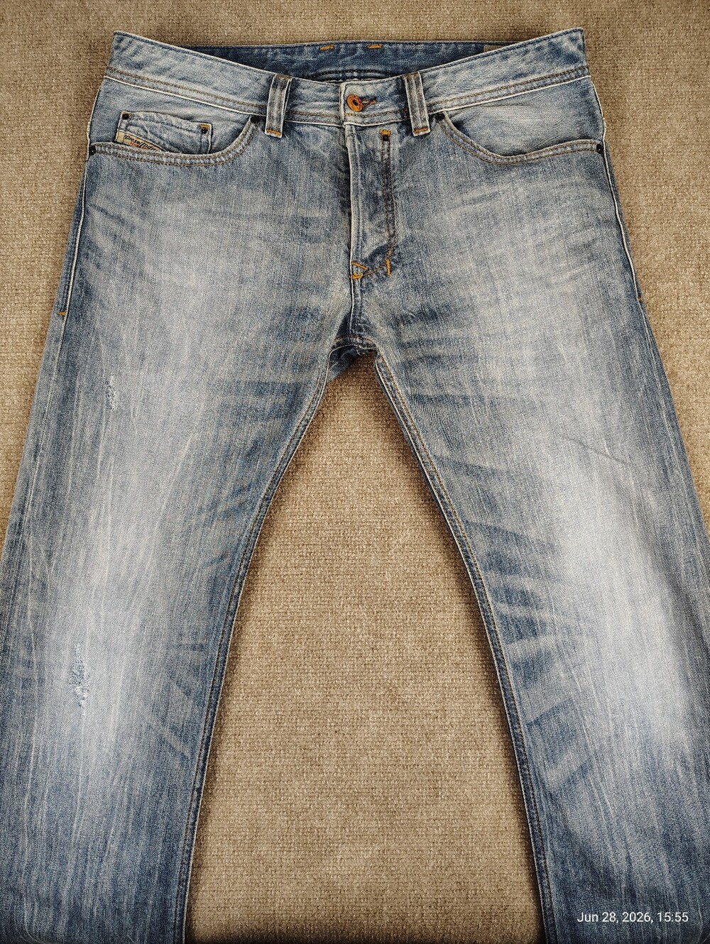 Men's DIESEL Safado Wash 0816P Regular Slim-Straight Denim Jeans 33W 32L